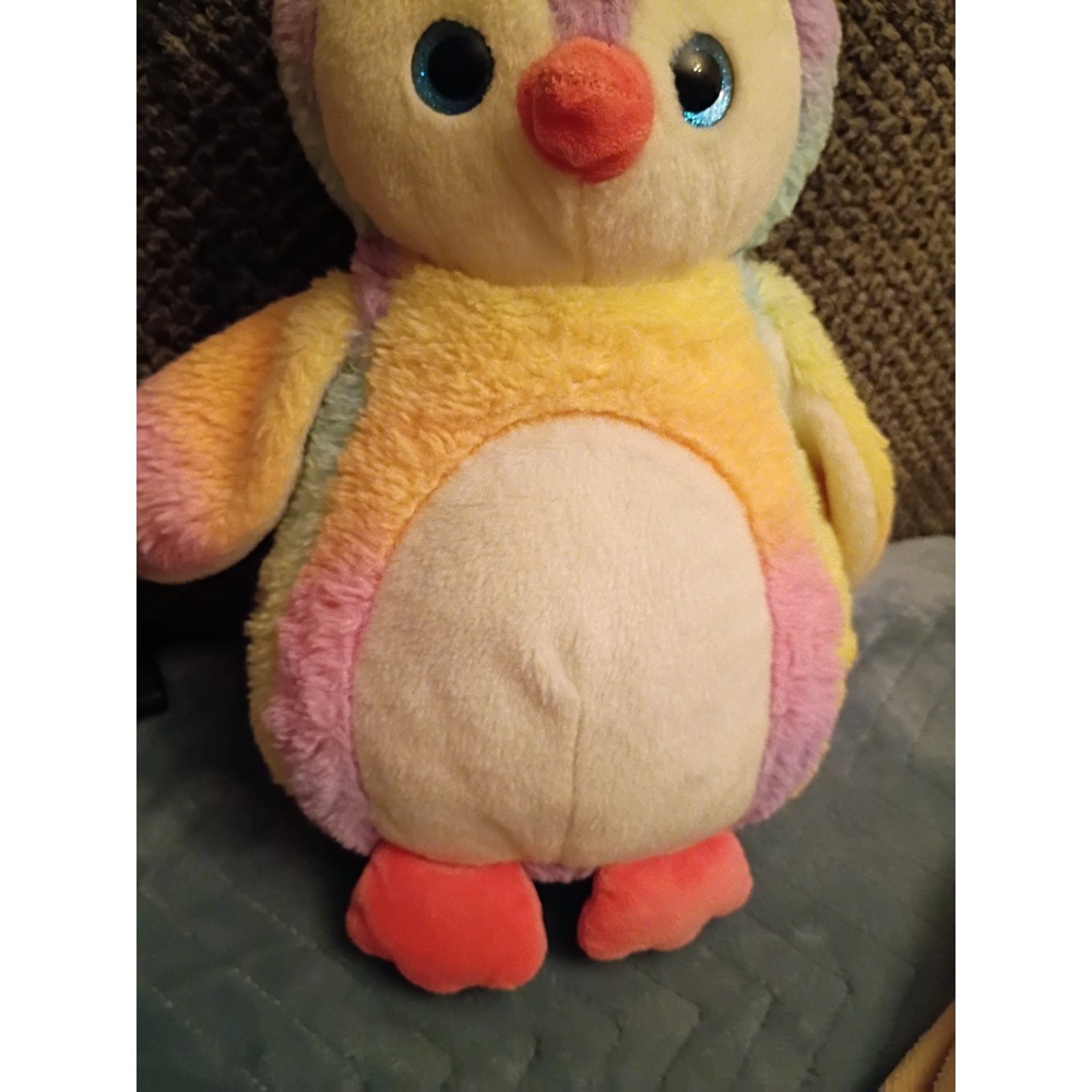 Vtg 1994 The Petting Zoo Rainbow Penguin Plush 10" Pastel Tie Dye Stuffed Animal - Picture 3 of 14